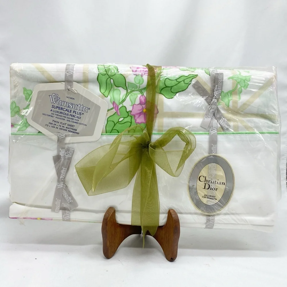 Wamsutta Christian Dior Exclusive Vintage Floral Twin Sheet Set NEW Old Stock